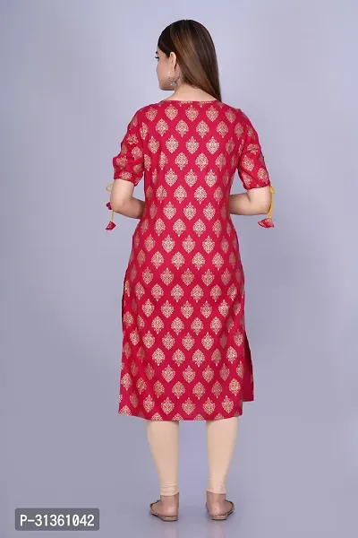 Stylish Maroon Viscose Rayon Kurta For Women-thumb4