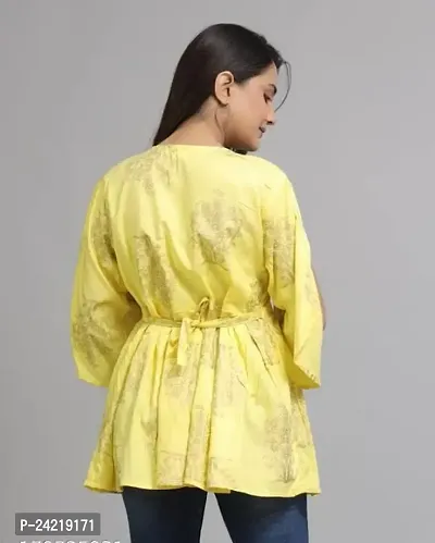 Women Viscose Rayon Cape Top for Women Girls Color Yellow Size M-thumb2