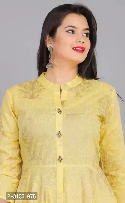 Stylish Yellow Viscose Rayon Kurta For Women-thumb4