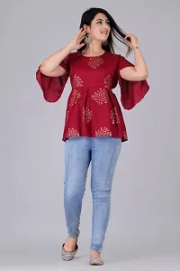 Women Viscose Rayon Cape Top for Women Girls Regular Wear Top Office Wear Top Color Maroon (X-Large)-thumb4