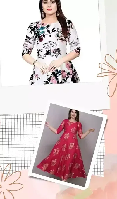 Stylish Multicoloured Silk Blend  Dress For Women Pack of 2