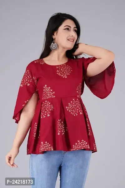 Women Viscose Rayon Cape Top for Women Girls Color Maroon Size XXL-thumb5