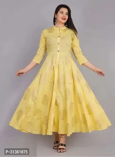 Stylish Yellow Viscose Rayon Kurta For Women-thumb0