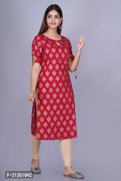 Stylish Maroon Viscose Rayon Kurta For Women-thumb2