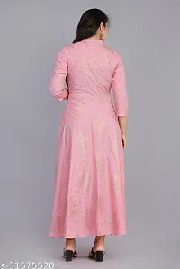 A-Line Pink  Cotton Blend Kurta For Women-thumb1
