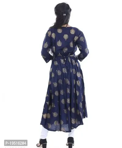 A-Line Blue  Cotton Blend Kurta For Women-thumb2