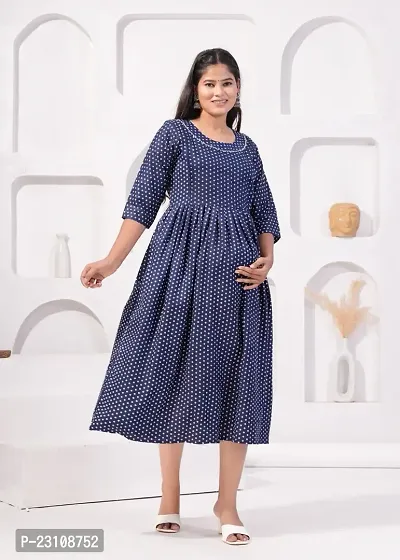 Trending Cotton Blended Maternity Gown for Women's