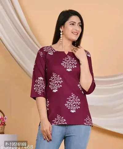 Elegant Maroon Cambric Cotton  Top For Women