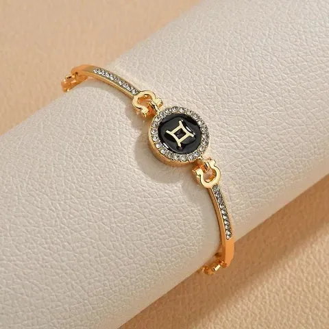 Enamel Circle Rhinestone Zodiac Sign Korean Bracelet