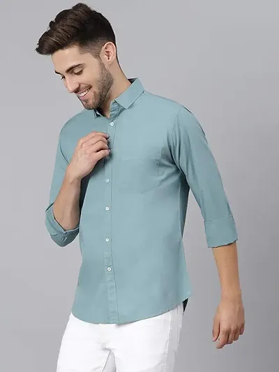 Reliable Blend Solid Long Sleeves Casual Shirt For Men