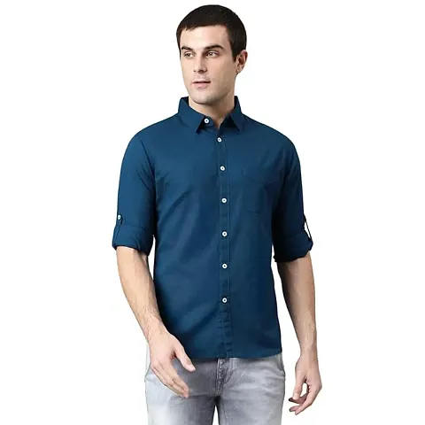 Stylish Blend Solid Casual Shirt For Men