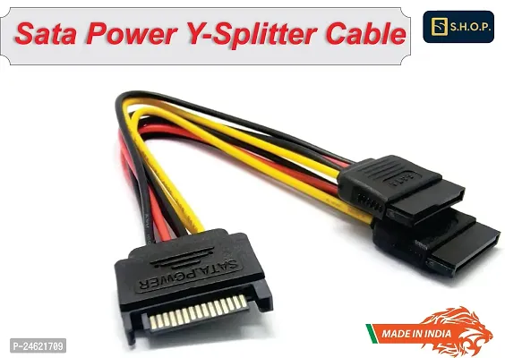 Power Cord SATA 15 Pin (1 Male to 2 Female) Power Extension Y Splitter Cable (for- Desktop  DVR)-thumb0