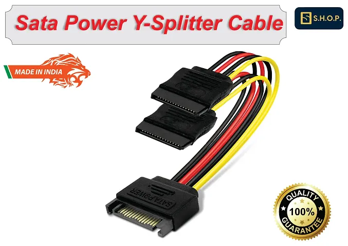 New Power Cord SATA 15 Pin (1 Male to 2 Female) Power Extension Y Splitter Cable (for- Desktop, DVR)