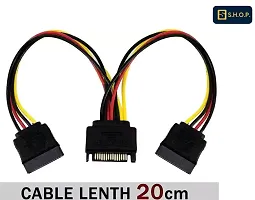 New Power Cord SATA 15 Pin (1 Male to 2 Female) Power Extension Y Splitter Cable (for- Desktop, DVR)-thumb1