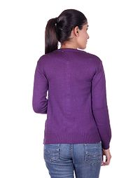 Women's Solid Purple Acrylic Cardigan Sweaters-thumb2