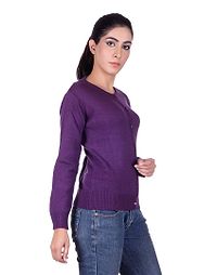 Women's Solid Purple Acrylic Cardigan Sweaters-thumb1