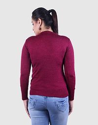 Women's Solid Purple Acrylic Pullover Sweaters-thumb2