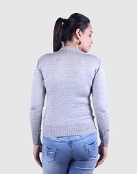 Women's Solid Grey Acrylic Pullover Sweaters-thumb2