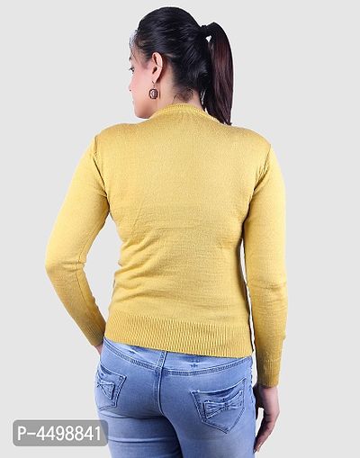 Women's Solid Yellow Acrylic Pullover Sweaters-thumb3