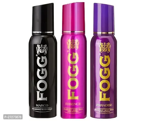 1 FOGG PARADISE BODY SPRAY DEO 120ML + 1 FOGG ESSENCE BODY SPRAY DEO 120ML + 1 FOGG MARCO BODY SPRAY DEO 120ML