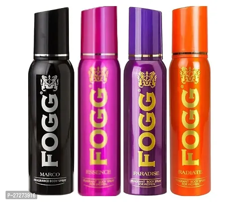 1 FOGG MARCO BODY SPRAY DEO 120ML + 1 FOGG PARADISE BODY SPRAY DEO 120ML + 1 FOGG RADIATE BODY SPRAY DEO 120ML + 1 FOGG ESSENSE BODY SPRAY DEO 120ML