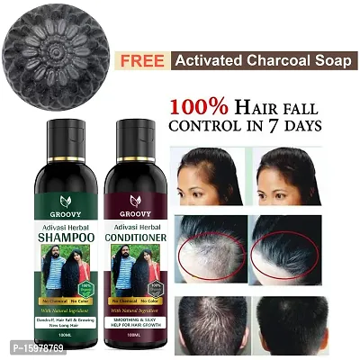 Adivasi Herbal Shampoo(100ml)AND Adivasi Herbal Conditioner(100ml)With Free Activated Charcoal Soap-thumb0