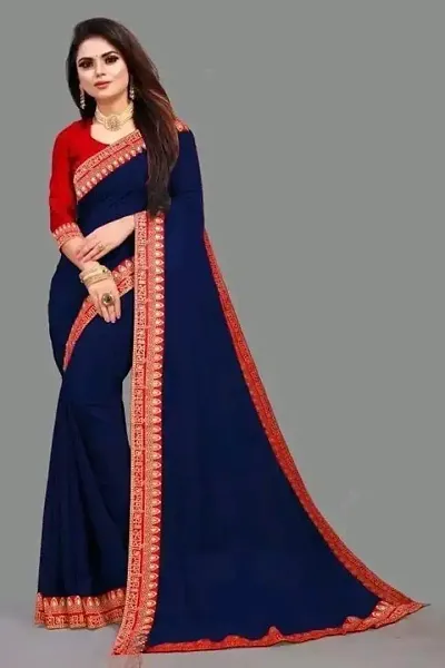 New Art Silk Saree With Lace And Blouse