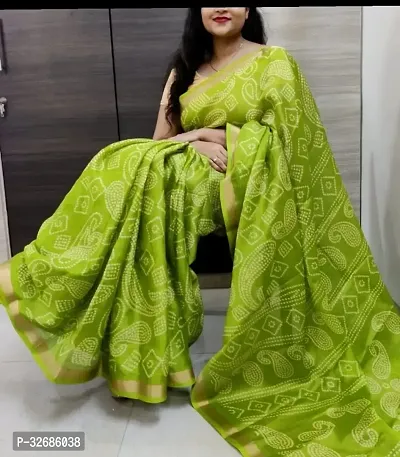 Elegant Multicoloured Cotton Saree with Blouse piece For Women-thumb0