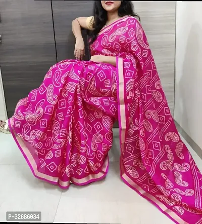 Elegant Multicoloured Cotton Saree with Blouse piece For Women-thumb0