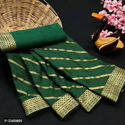 Beautiful Art Silk Green Foil Print  Saree with Blouse piece For Women-thumb0