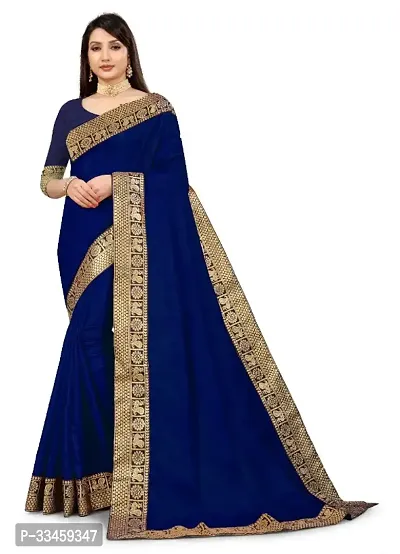 Beautiful Art Silk Blue Lace Work  Saree with Blouse piece For Women