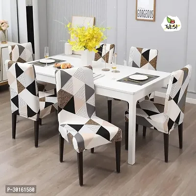 Stylish Stretchable Elastic Dining Chair Cover Pack of 6-thumb0