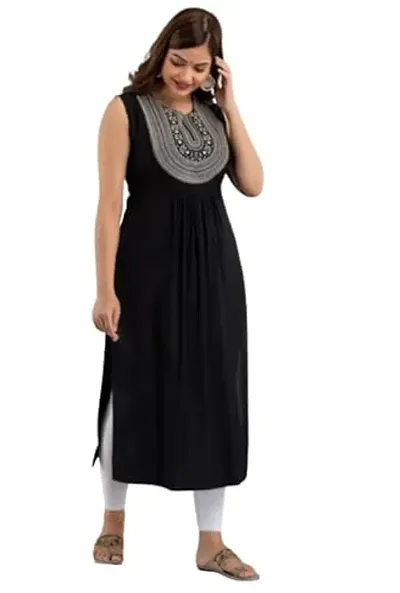 Femvy Designer Embroidred Sleeveless Kurta for Women