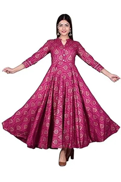 Stylish Rayon Printed Anarkali Kurti