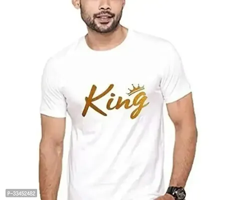 Stylish White Cotton Blend T-shirt For Men-thumb0