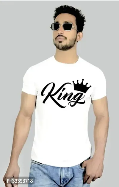 Stylish White Polycotton T-shirt For Men-thumb0