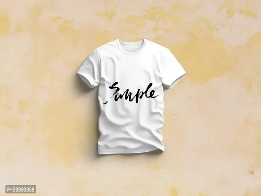 Stylish White Polycotton T-shirt For Men-thumb0