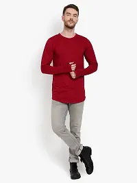 PAUSE Sport Regular fit Solid Men's Round Neck Full Sleeve Pure Cotton T Shirts for Men & Boy's (Maroon NPS_PACT166-MRN-L)-thumb2