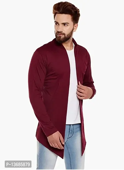 PAUSE Sport Men's Full Sleeve Cotton Blend Open Long Shrug | Full Sleeves Cardigan for Men (Maroon NPS_PASRG2020717-MRN-XXL)-thumb3