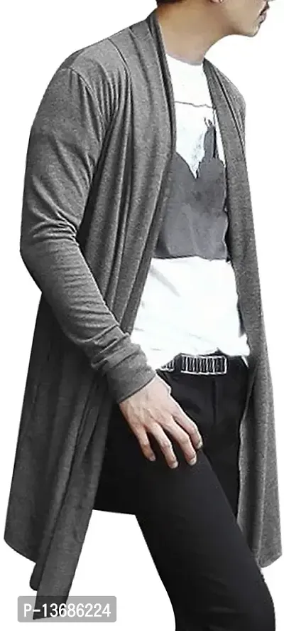 PAUSE Sport Men's Full Sleeve Cotton Blend Open Long Shrug | Full Sleeves Cardigan for Men (Light Grey NPS_PASRG03181188-LGY-S)-thumb3