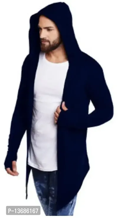 PAUSE Sport Men's Full Sleeve Cotton Blend Open Long Shrug | Full Sleeves Cardigan for Men (Navy Blue NPS_PASHRG193-NBL-S)-thumb0