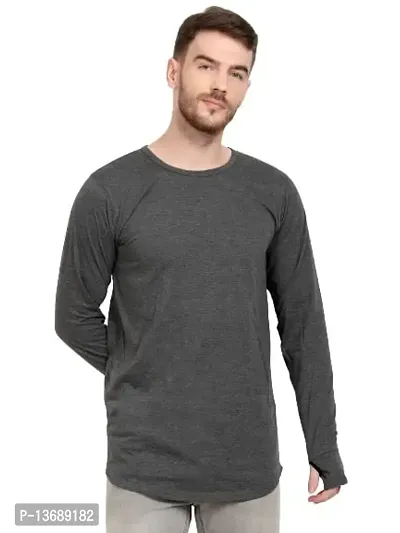 PAUSE Sport Regular fit Solid Men's Round Neck Full Sleeve Pure Cotton T Shirts for Men & Boy's (Dark Grey NPS_PACT166-DGR-XXL)-thumb0