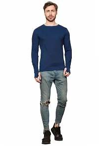 PAUSE Sport Regular fit Solid Men's Round Neck Full Sleeve Cotton Blend T Shirts for Men & Boy's (Blue NPS_PACT12171166-CURV-BLU-S)-thumb4