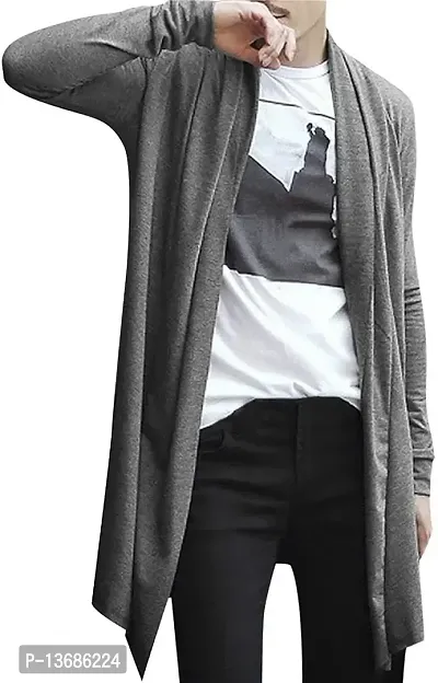 PAUSE Sport Men's Full Sleeve Cotton Blend Open Long Shrug | Full Sleeves Cardigan for Men (Light Grey NPS_PASRG03181188-LGY-S)-thumb0
