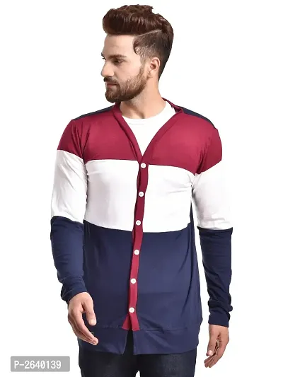 Multicoloured Cotton Long Sleeves Colourblocked Cardigan-thumb0