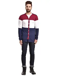 Multicoloured Cotton Long Sleeves Colourblocked Cardigan-thumb1