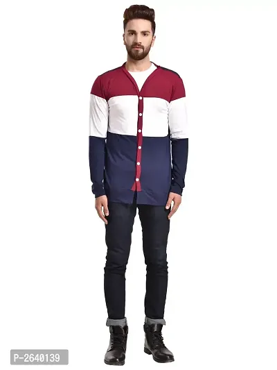 Multicoloured Cotton Long Sleeves Colourblocked Cardigan-thumb2