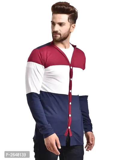 Multicoloured Cotton Long Sleeves Colourblocked Cardigan-thumb3