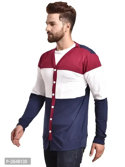 Multicoloured Cotton Long Sleeves Colourblocked Cardigan-thumb4