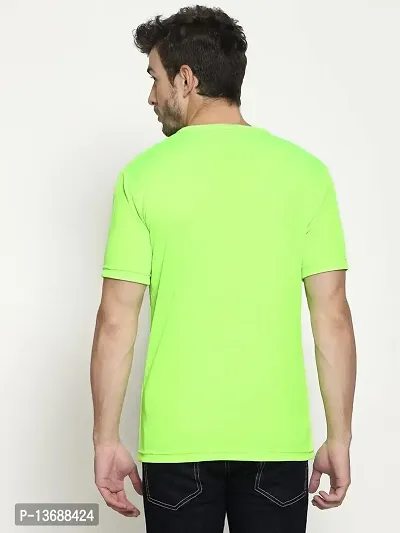 PAUSE Sport Regular fit Solid Men's Round Neck Half Sleeve Nylon T Shirts for Men & Boy's (Neon Green NPS_PACT1355-GRN-XXL)-thumb5